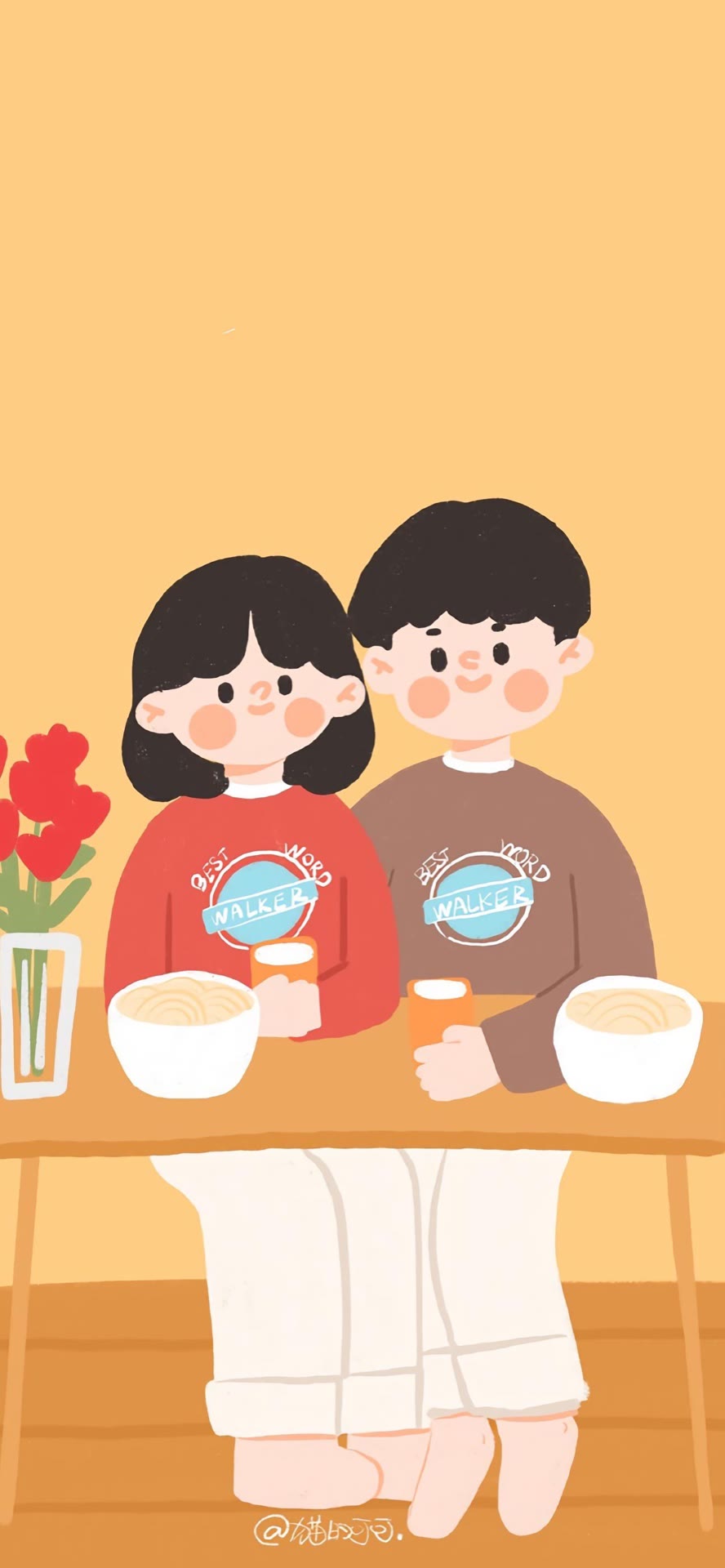 小胖妞喝饮料动漫手机壁纸 第24张