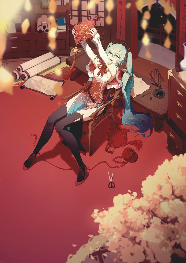 身材超棒的旗袍少女插画图片，看腿就行了